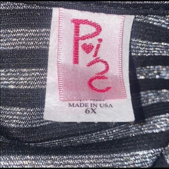 Pinc One Button Striped Blazer Size 6X Kids Black Glitter Silver Cute Academia - Picture 3 of 3